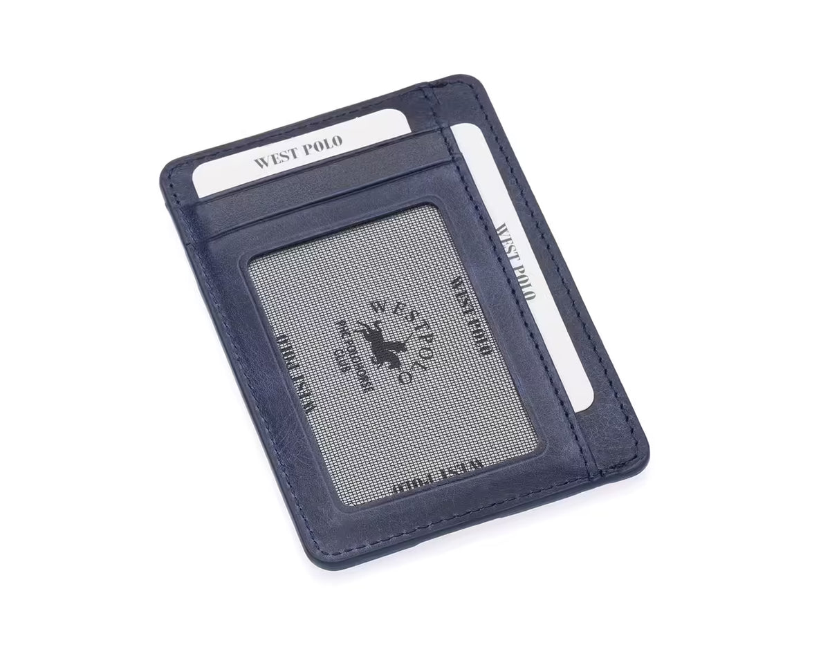 Porte-cartes en cuir foulonné véritable Westpolo Haris