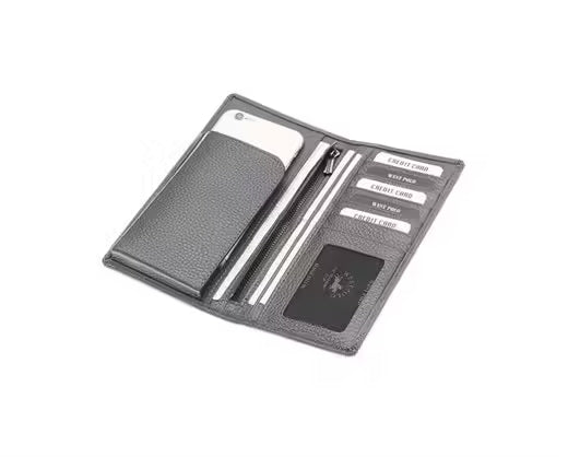 Portefeuille long unisexe Westpolo Harley en cuir véritable, grande capacité, avec compartiment pour téléphone (2741) 