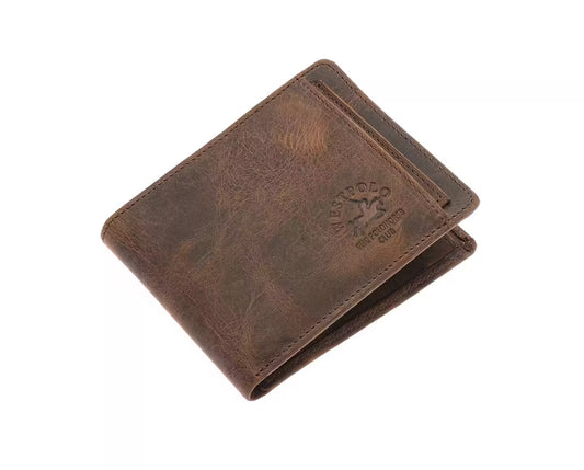 Westpolo Harvey Genuine Tumbled Leather Men's Vintage Wallet Card Holder with Hidden Card Holder (1619C)