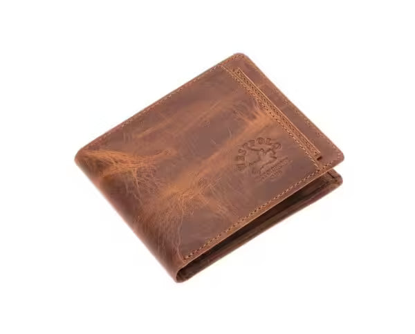 Westpolo Harvey Genuine Tumbled Leather Men's Vintage Wallet Card Holder with Hidden Card Holder (1619C)