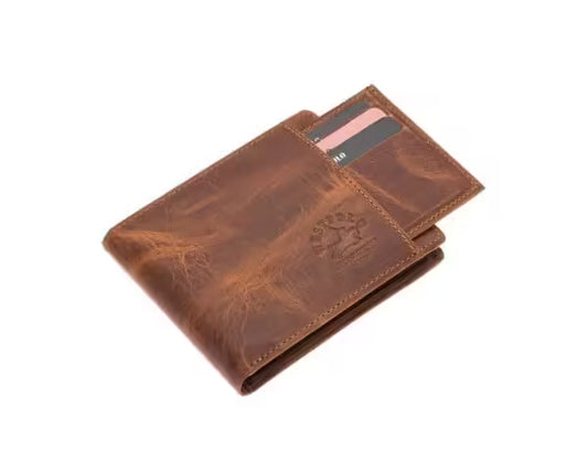 Westpolo Harvey Genuine Tumbled Leather Men's Vintage Wallet Card Holder with Hidden Card Holder (1619C)