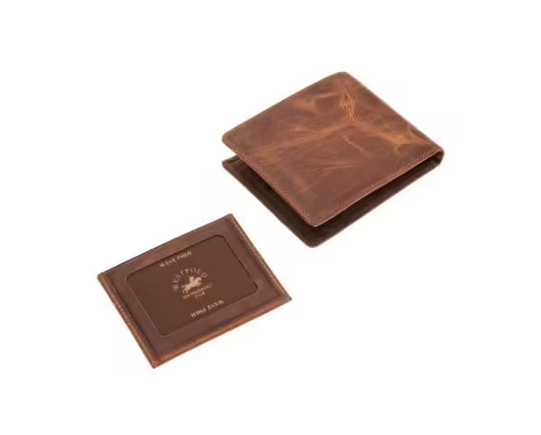 Westpolo Harvey Genuine Tumbled Leather Men's Vintage Wallet Card Holder with Hidden Card Holder (1619C)