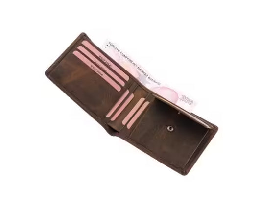 Westpolo Harvey Genuine Tumbled Leather Men's Vintage Wallet Card Holder with Hidden Card Holder (1619C)