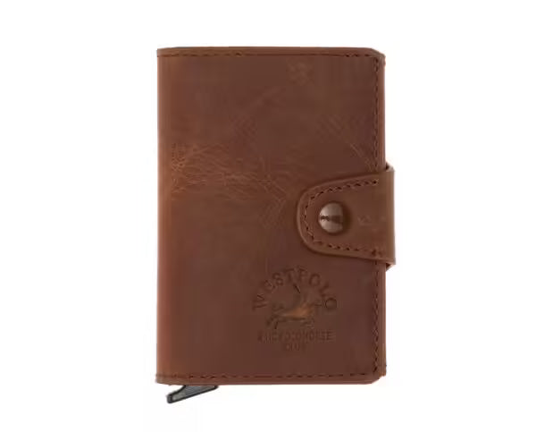 Westpolo Jaden Unisex Crazy Tumbled Genuine Leather Mechanism Card Holder (5510C)