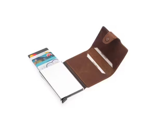 Westpolo Jaden Unisex Crazy Tumbled Genuine Leather Mechanism Card Holder (5510C)