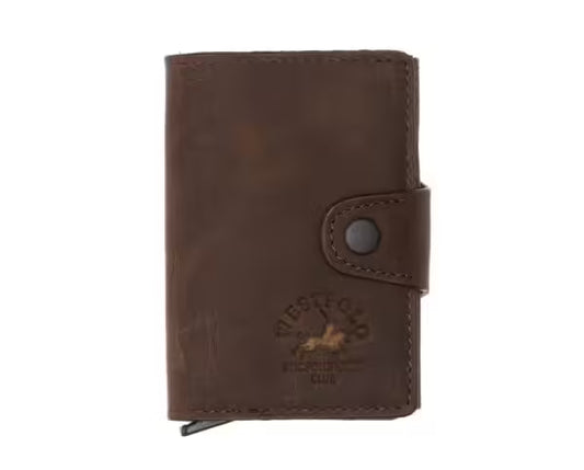Westpolo Jaden Unisex Crazy Tumbled Genuine Leather Mechanism Card Holder (5510C)