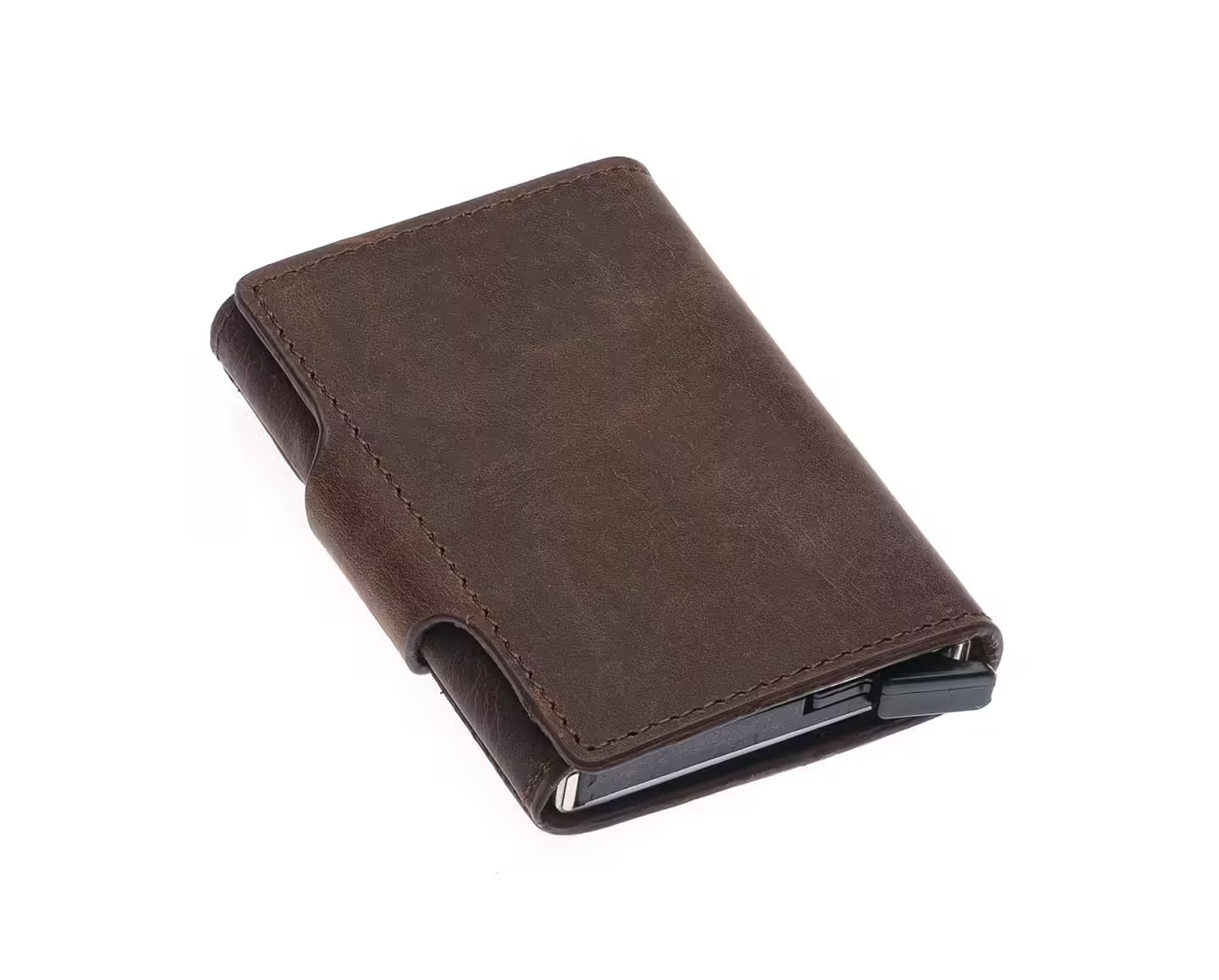 Westpolo Jaden Unisex Crazy Tumbled Genuine Leather Mechanism Card Holder (5510C)