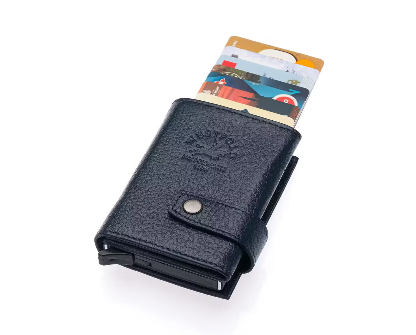 Westpolo Jaden Unisex Tumbled Genuine Leather Mechanism Card Holder (5530)