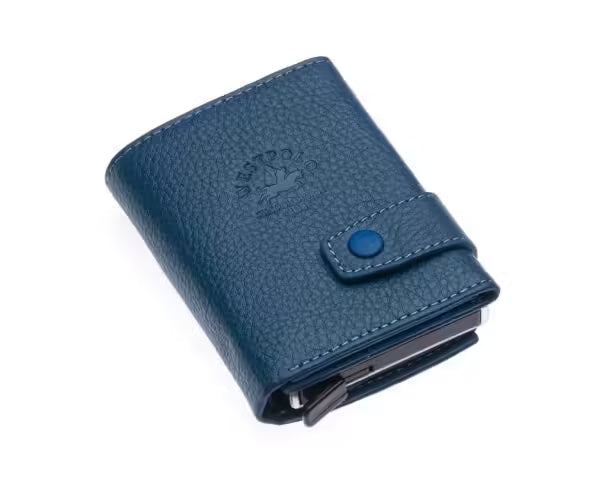 Porte-cartes Westpolo Jaden unisexe en cuir véritable grainé avec mécanisme (5530)