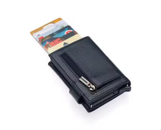 Westpolo Jaden Unisex Tumbled Genuine Leather Mechanism Card Holder (5530)