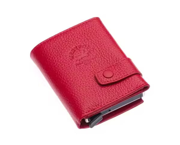 Porte-cartes Westpolo Jaden unisexe en cuir véritable grainé avec mécanisme (5530)