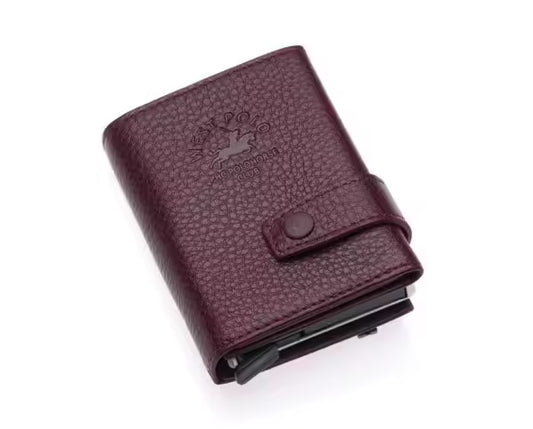 Westpolo Jaden Unisex Tumbled Genuine Leather Mechanism Card Holder (5530)