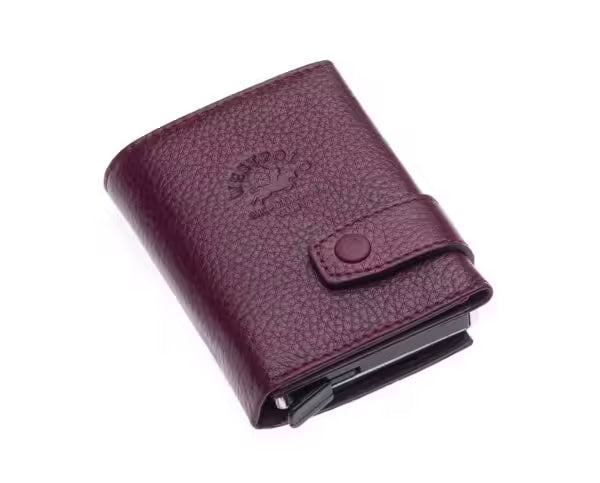 Porte-cartes Westpolo Jaden unisexe en cuir véritable grainé avec mécanisme (5530)