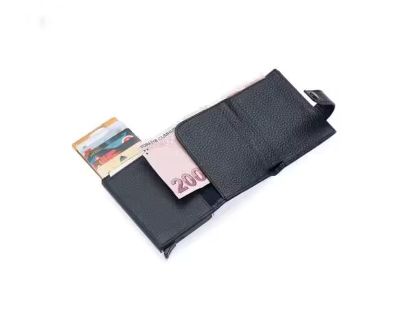 Porte-cartes Westpolo Jaden unisexe en cuir véritable grainé avec mécanisme (5530)