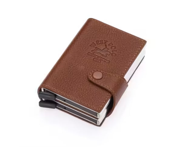 Westpolo Jaden Unisex Tumbled Genuine Leather Mechanism Card Holder (5560)