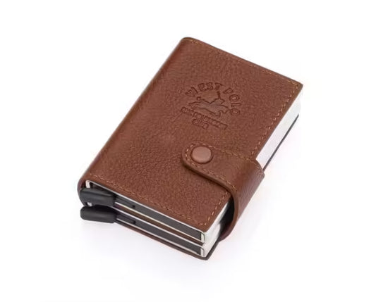 Westpolo Jaden Unisex Tumbled Genuine Leather Mechanism Card Holder (5560)