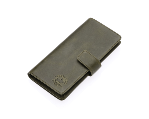 Portefeuille long unisexe Westpolo Lime en cuir véritable grainé avec compartiment pour téléphone (2746C) 