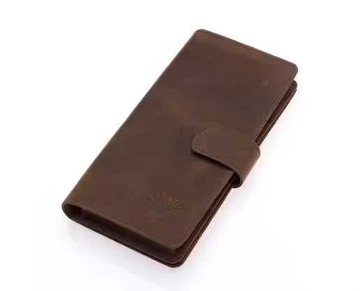 Portefeuille long unisexe Westpolo Lime en cuir véritable grainé avec compartiment pour téléphone (2746C) 