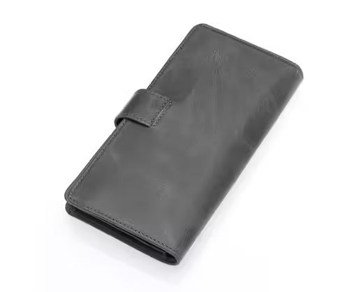 Portefeuille long unisexe Westpolo Lime en cuir véritable grainé avec compartiment pour téléphone (2746C) 