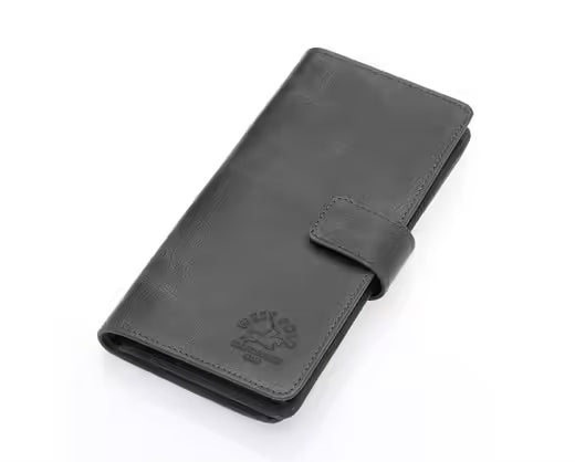 Portefeuille long unisexe Westpolo Lime en cuir véritable grainé avec compartiment pour téléphone (2746C) 