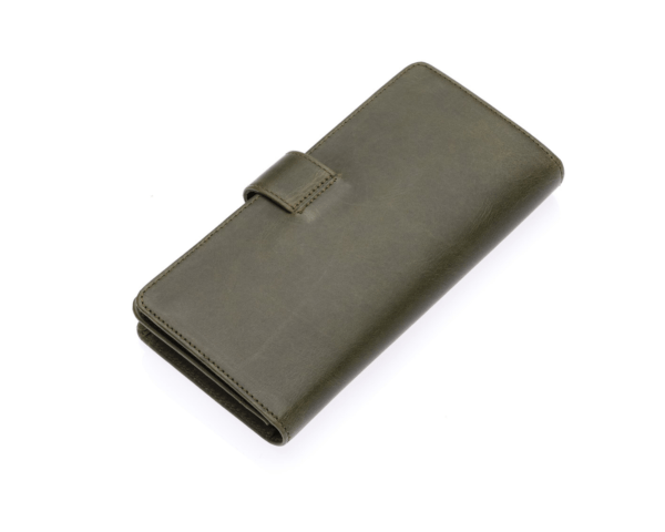 Portefeuille long unisexe Westpolo Lime en cuir véritable grainé avec compartiment pour téléphone (2746C) 