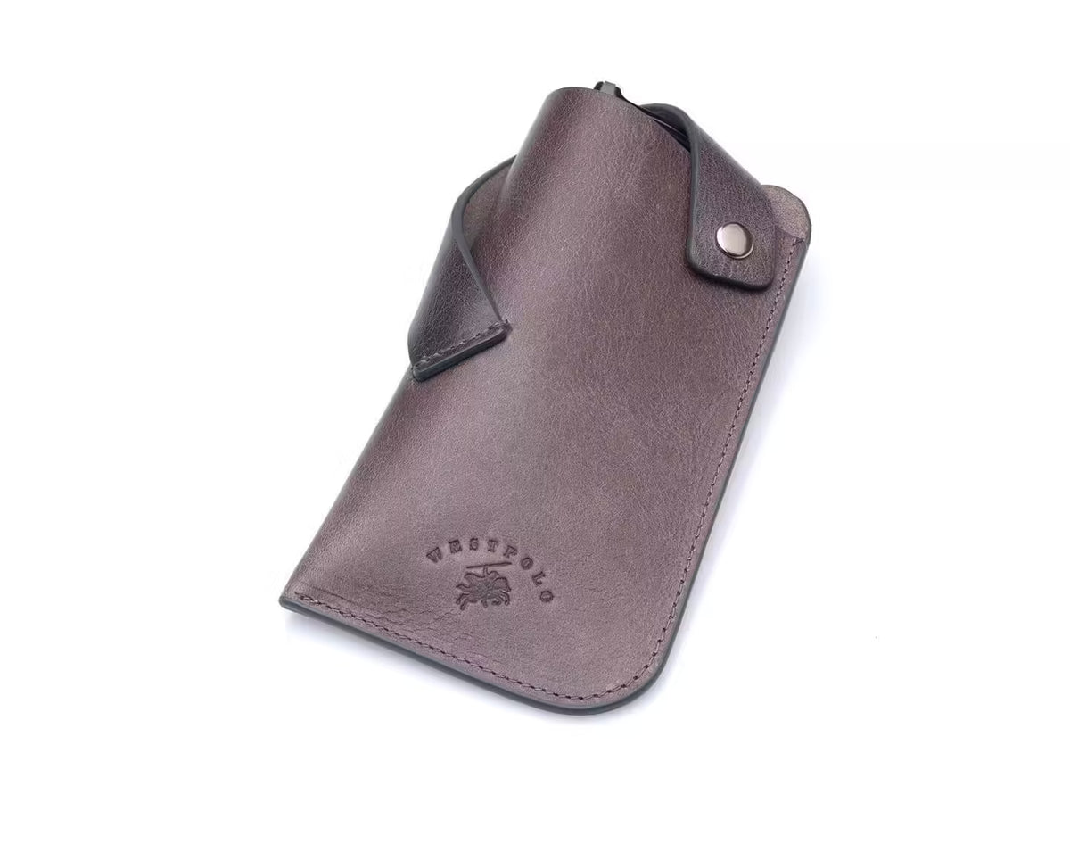 Westpolo Lonex Genuine Leather Glasses Case - Gray