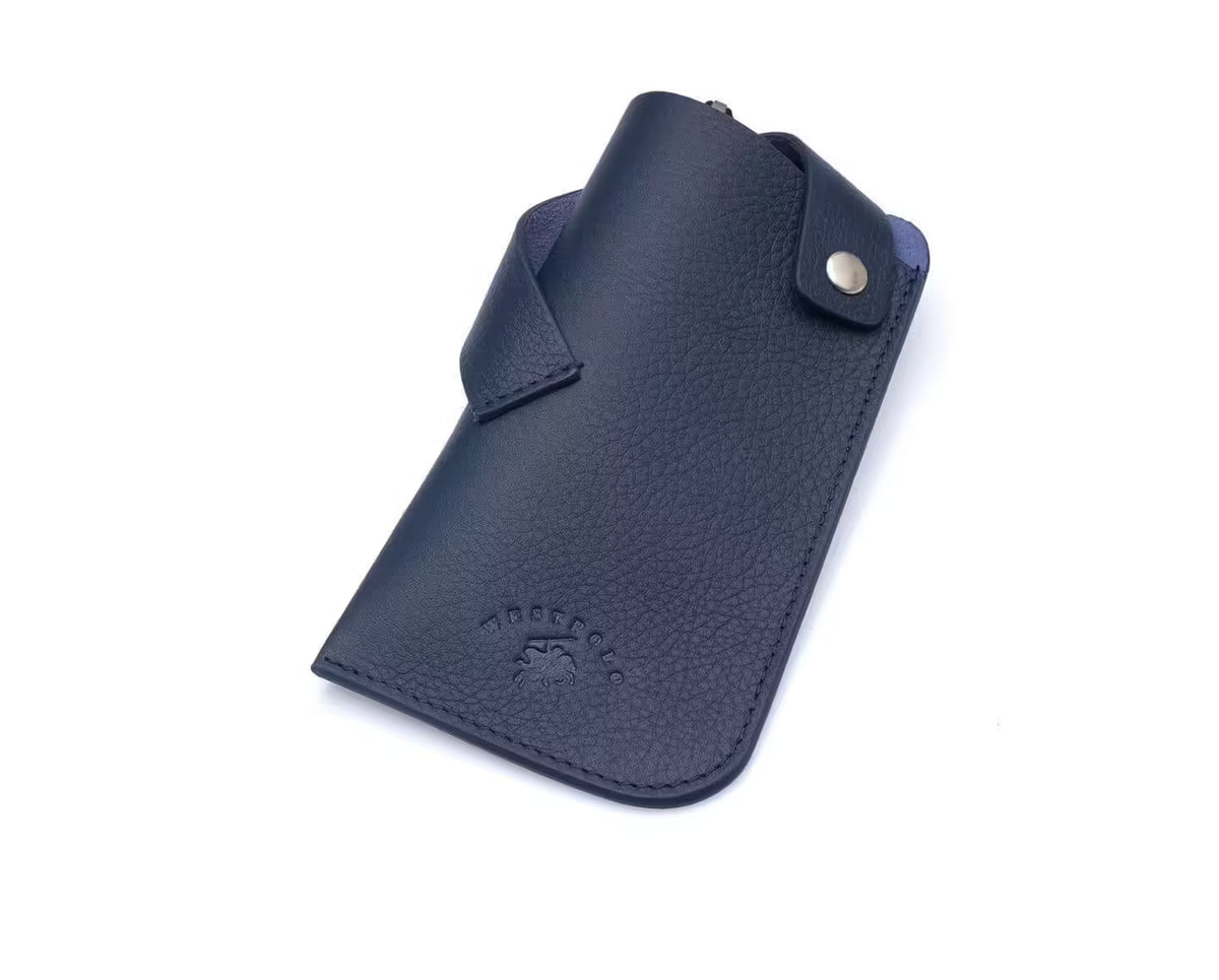Westpolo Lonex Genuine Leather Glasses Case - Navy Blue