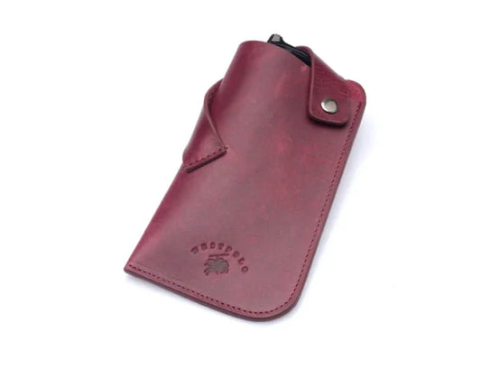 westpolo lonex genuine leather glasses case – claret red gallery img 2