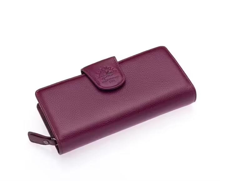 Portefeuille femme Westpolo Maze Genuine à fermeture éclair et aimant, grande capacité de cartes (481) 