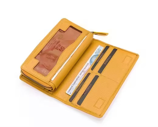 Portefeuille femme Westpolo Maze Genuine à fermeture éclair et aimant, grande capacité de cartes (481) 