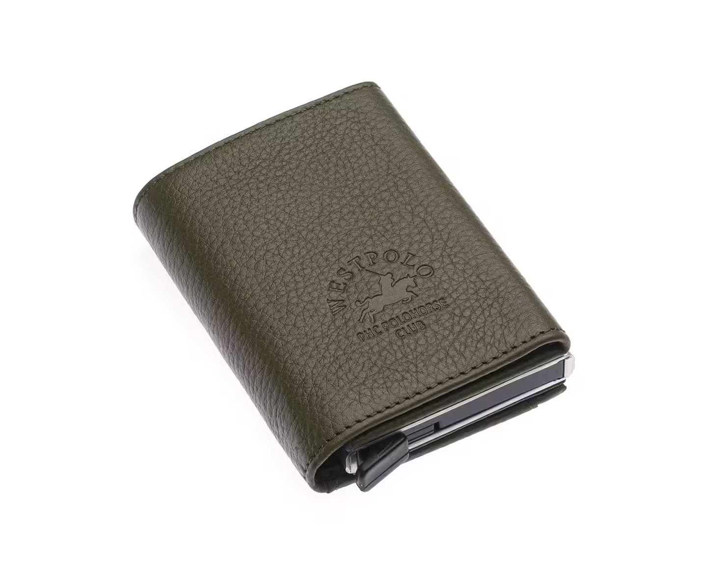 Westpolo Mries Unisex Genuine Guti Leather Mechanism Wallet Card Holder (5540)