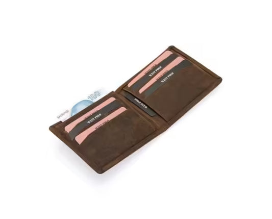 Westpolo Pirus Genuine Tumbled Leather Vintage Wallet Card Holder With Coin Compartment (1625C)