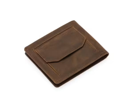 Westpolo Pirus Genuine Tumbled Leather Vintage Wallet Card Holder With Coin Compartment (1625C)