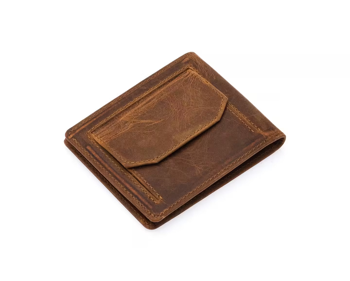 Westpolo Pirus Genuine Tumbled Leather Vintage Wallet Card Holder With Coin Compartment (1625C)