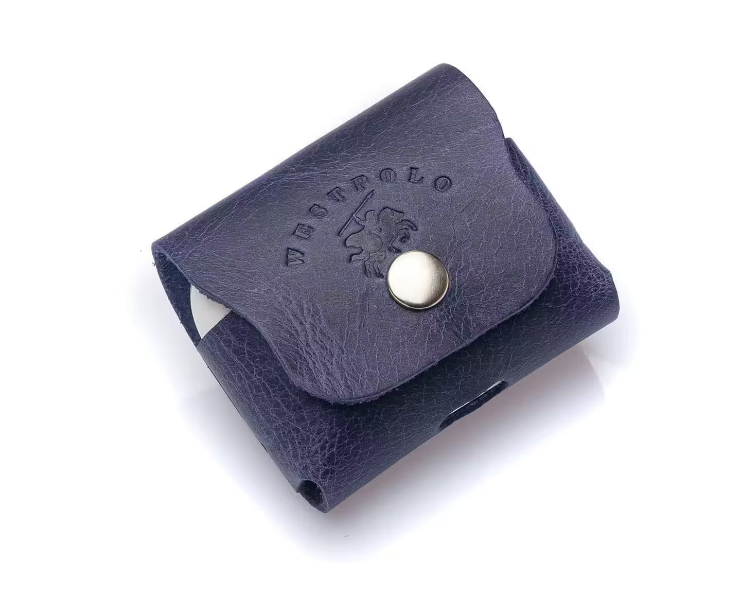 Westpolo Poine Genuine Leather Apple Airpods Pro Protection Case - Navy Blue