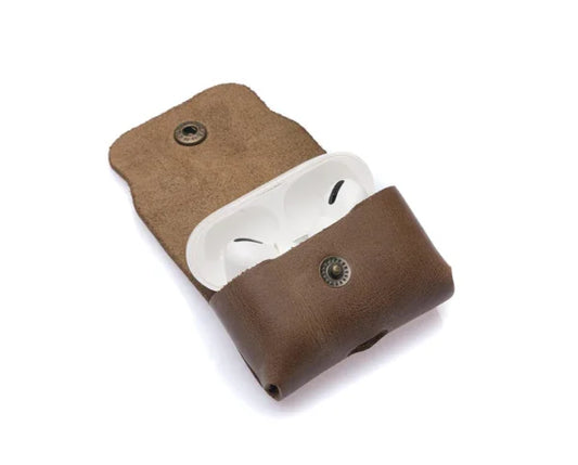 westpolo poine genuine leather apple airpods pro protection case – khaki gallery img 2