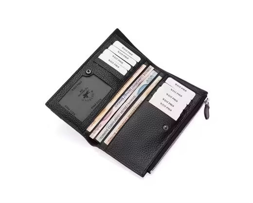 Portefeuille horizontal unisexe Westpolo Rice en cuir véritable, grande capacité, avec compartiment pour téléphone (3760) 
