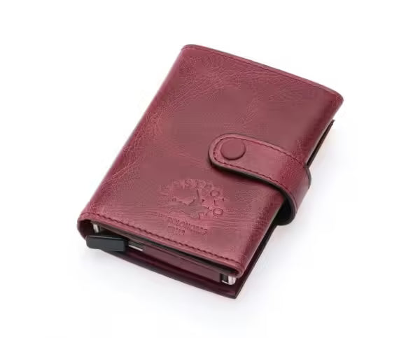 Westpolo Robin Genuine Tumbled Leather Unisex Vintage Mechanism Wallet (5790)