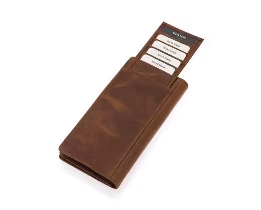 Portefeuille long unisexe Westpolo Rocco en cuir véritable grainé avec de nombreux compartiments pour cartes de crédit (2728) 