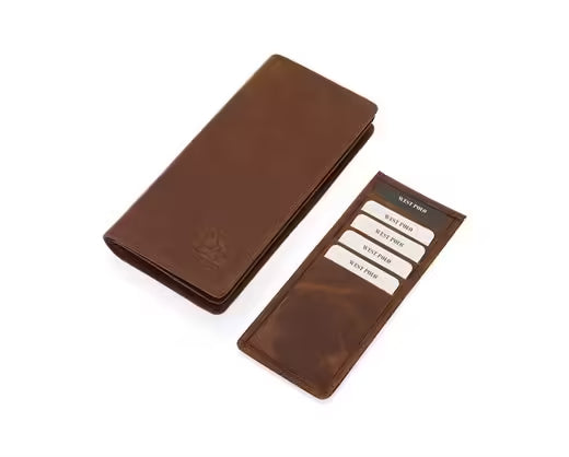 Portefeuille long unisexe Westpolo Rocco en cuir véritable grainé avec de nombreux compartiments pour cartes de crédit (2728) 