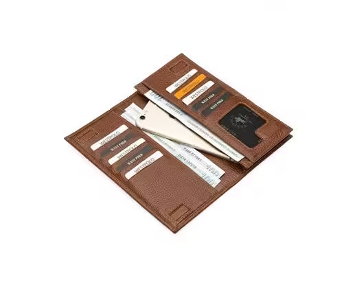 Portefeuille unisexe long en cuir véritable Westpolo Salvia grande capacité pour cartes avec compartiment pour téléphone (977) 