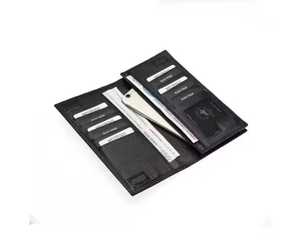 Portefeuille unisexe long en cuir véritable Westpolo Salvia grande capacité pour cartes avec compartiment pour téléphone (977) 