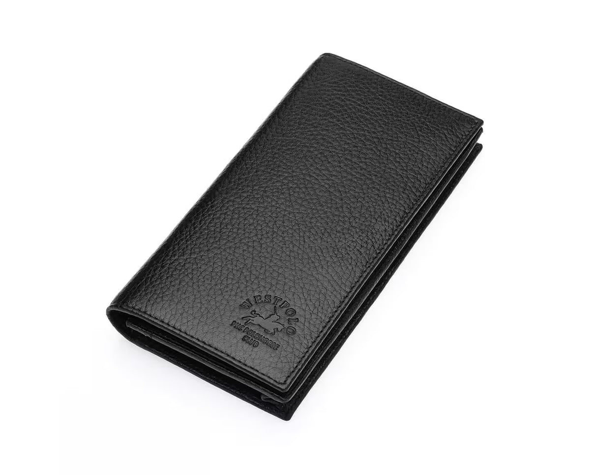 Portefeuille unisexe long en cuir véritable Westpolo Salvia grande capacité pour cartes avec compartiment pour téléphone (977) 