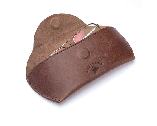 westpolo sunset genuine leather magnet glasses case – brown featured img