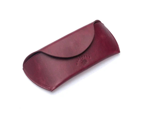 westpolo sunset genuine leather magnet glasses case – claret red gallery img 2