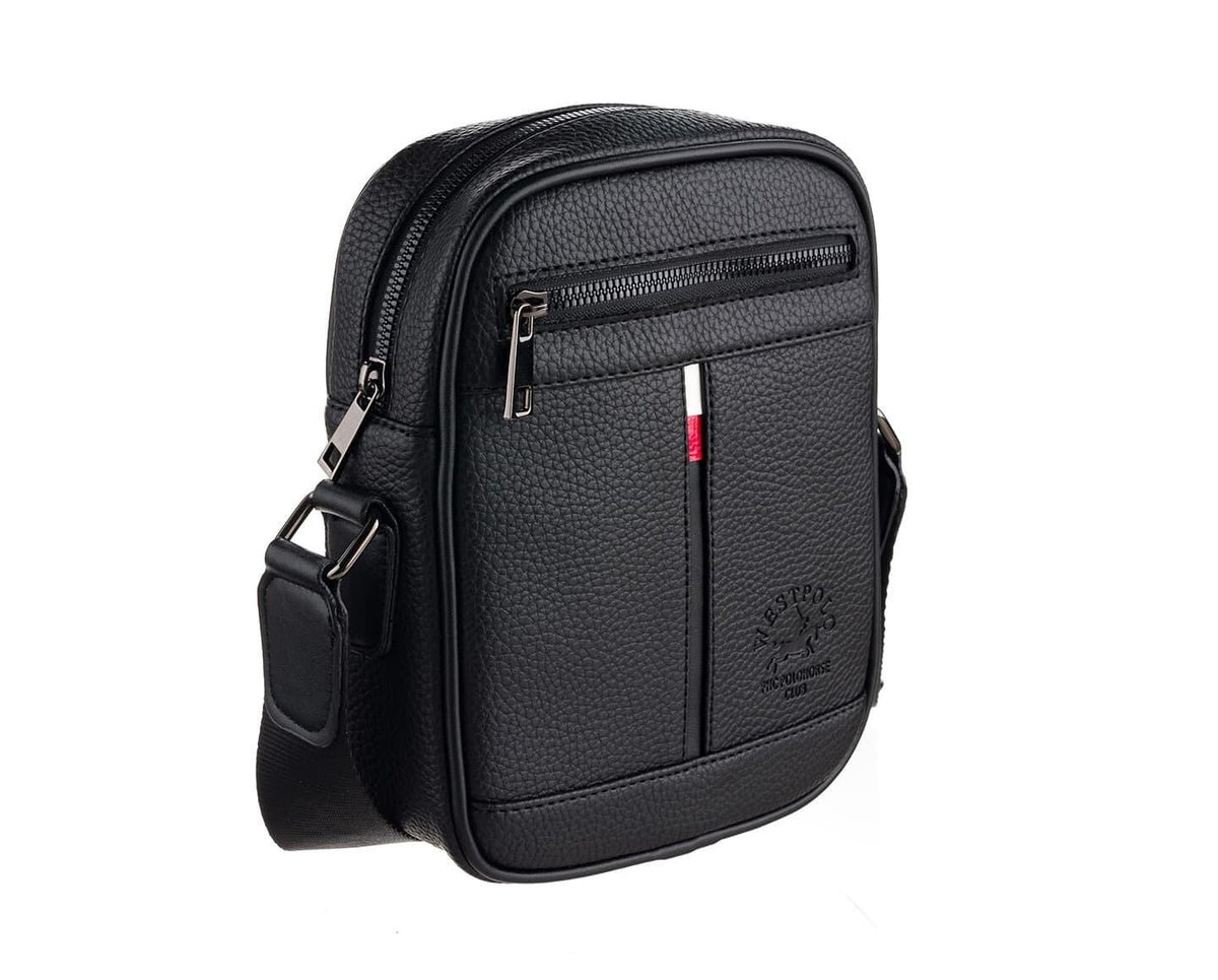Westpolo Waterproof Leather Men's Messenger Bag with Shoulder Strap - Black (7017)