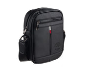 Westpolo Waterproof Leather Men's Messenger Bag with Shoulder Strap - Black (7017)