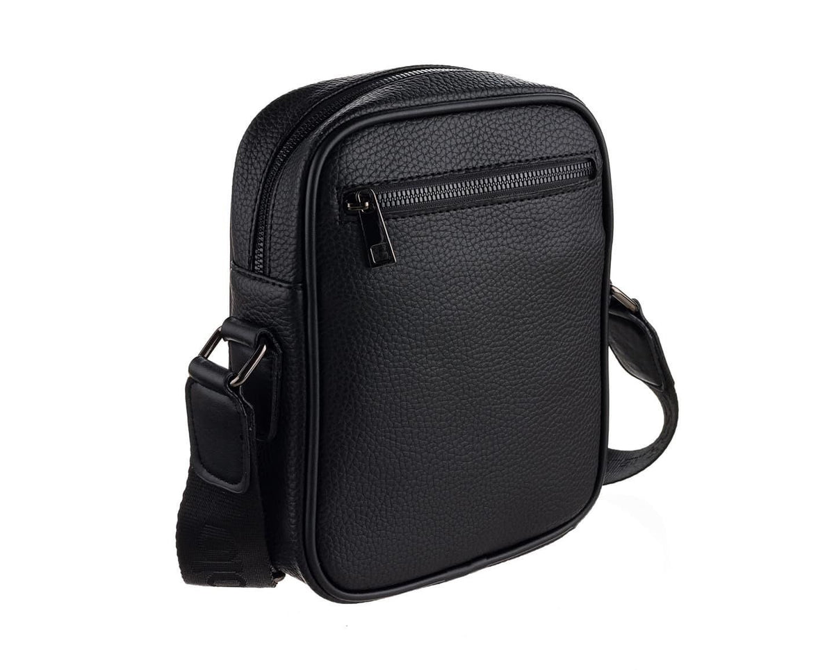 Westpolo Waterproof Leather Men's Messenger Bag with Shoulder Strap - Black (7017)