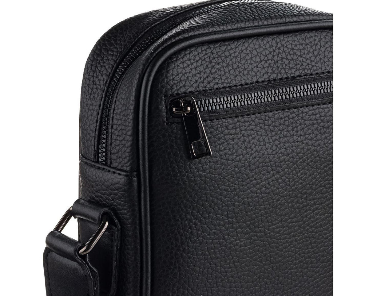 Westpolo Waterproof Leather Men's Messenger Bag with Shoulder Strap - Black (7017)