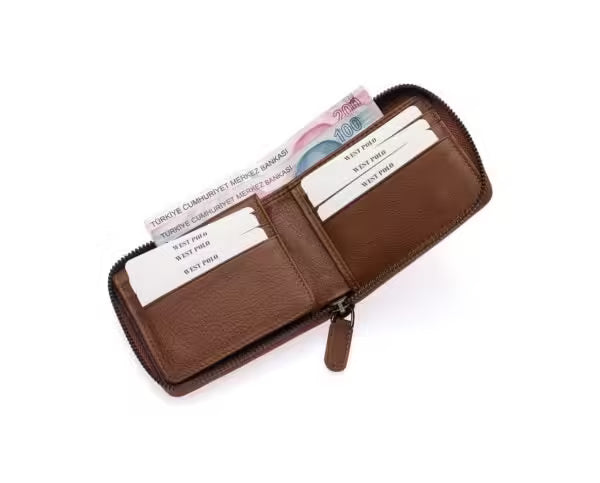 Westpolo Tiger Unisex Genuine Tumbled Leather Wallet Card Holder With Abundant Credit Card Compartment (2743)